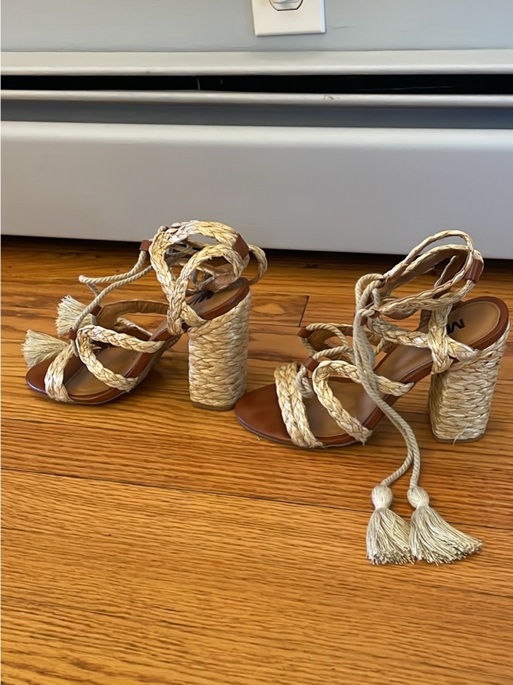 MIA Size 7 - Braided Lace-Up Sandals